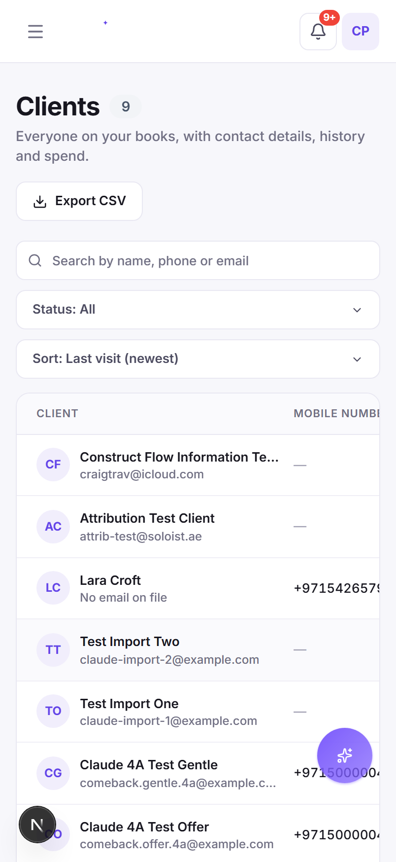 The Soloist clients list on iPhone